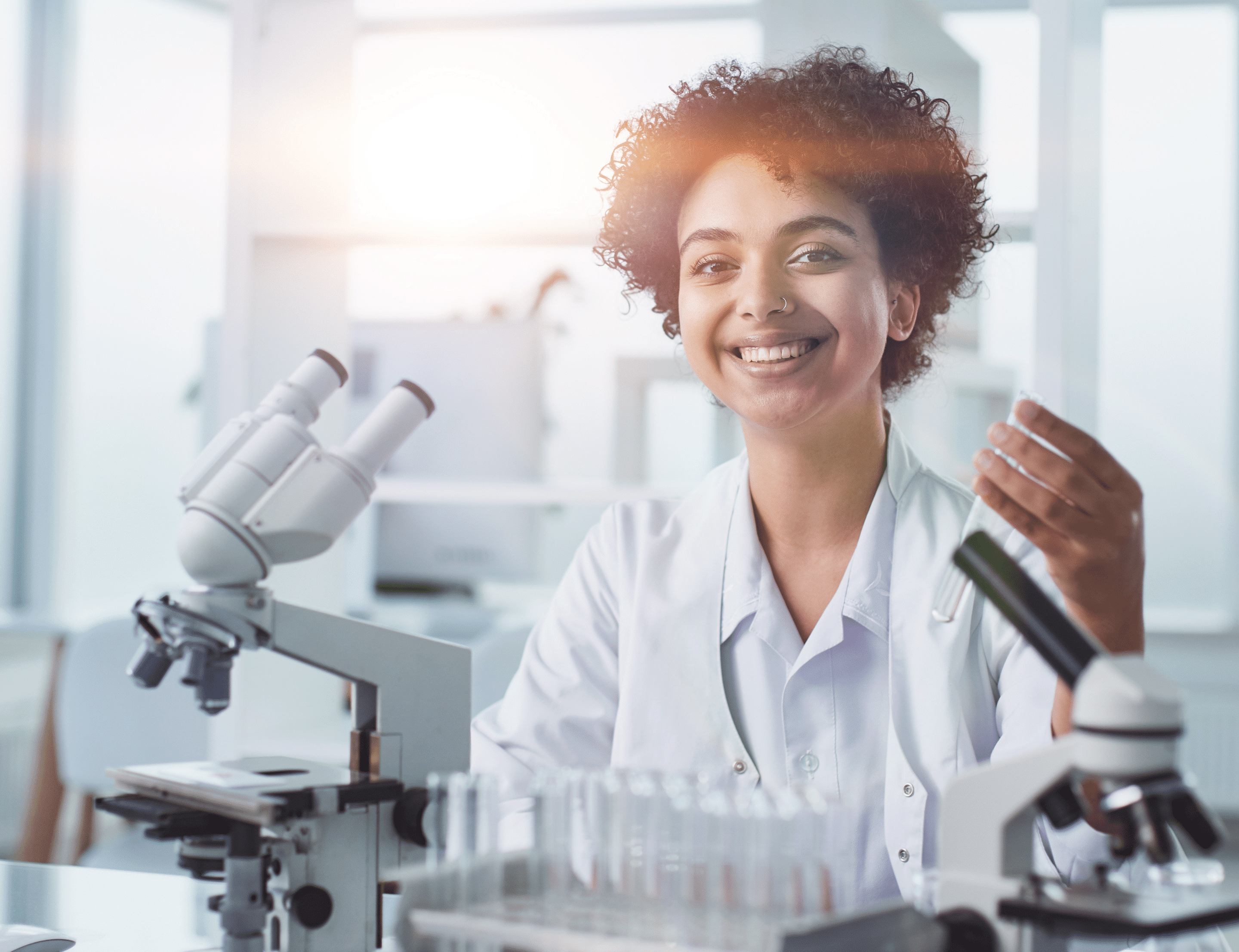 Medical Research Laboratory. Female Scientist Working with Micro